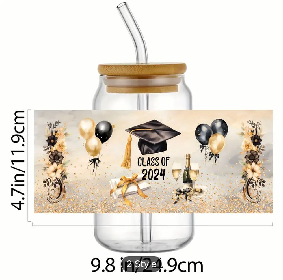 Thumbnail: Class Of 2024 Wrap (UV DTF)-Glass Cup With Bamboo Lid, 16oz