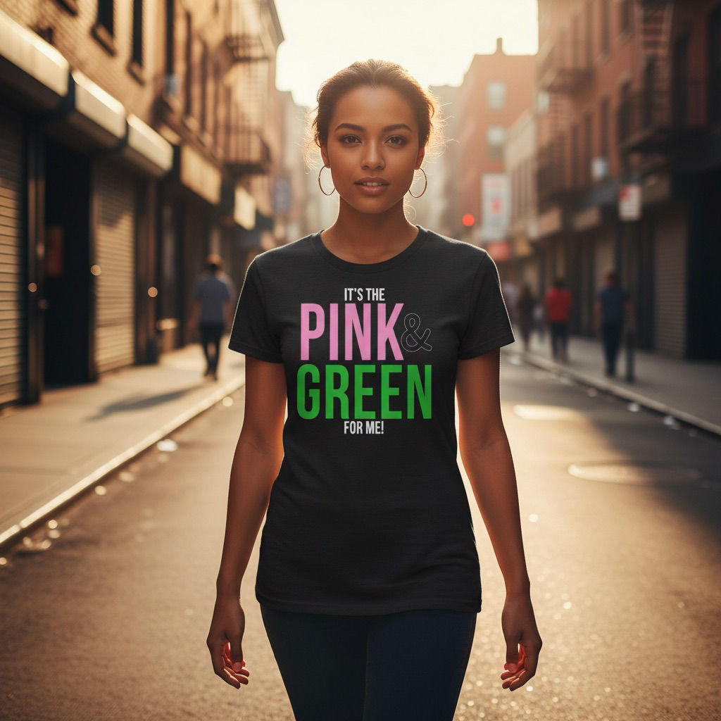 It’s the Pink & Green for Me T‑Shirt – AKA‑Inspired Sorority Style Graphic Tee