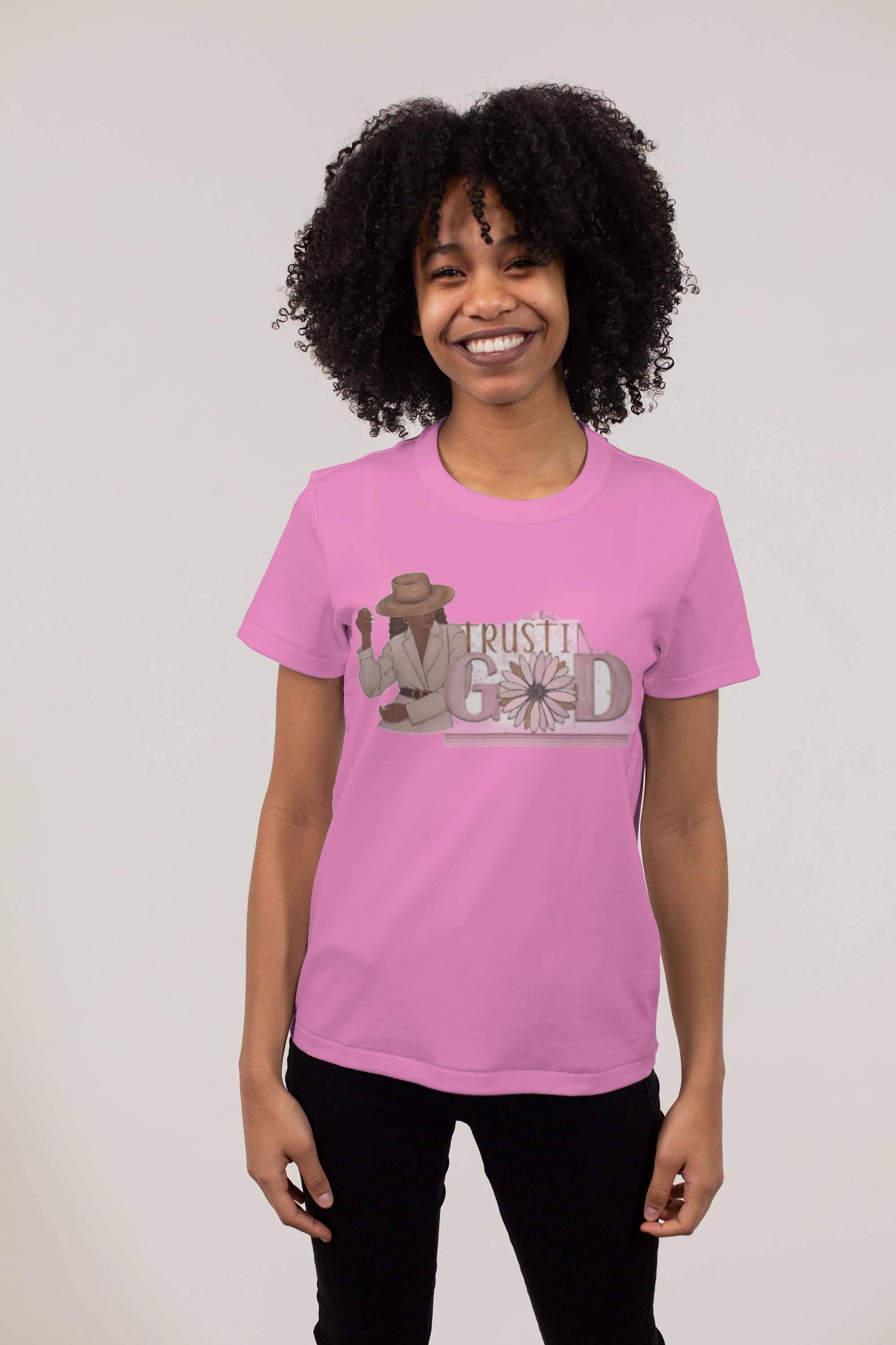 I'm Just Out Here Trusting (DTF)-Unisex Crew T-Shirt 100% Cotton Short Sleeve