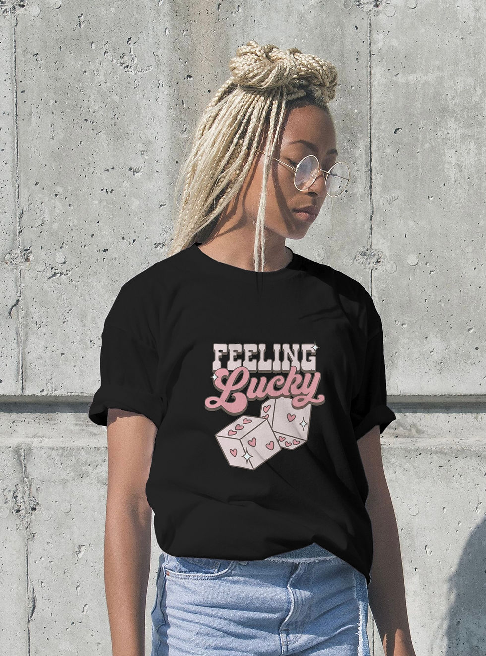 Thumbnail: Feeling Lucky (DTF)-Unisex Crew T-Shirt 100% Cotton Short Sleeve