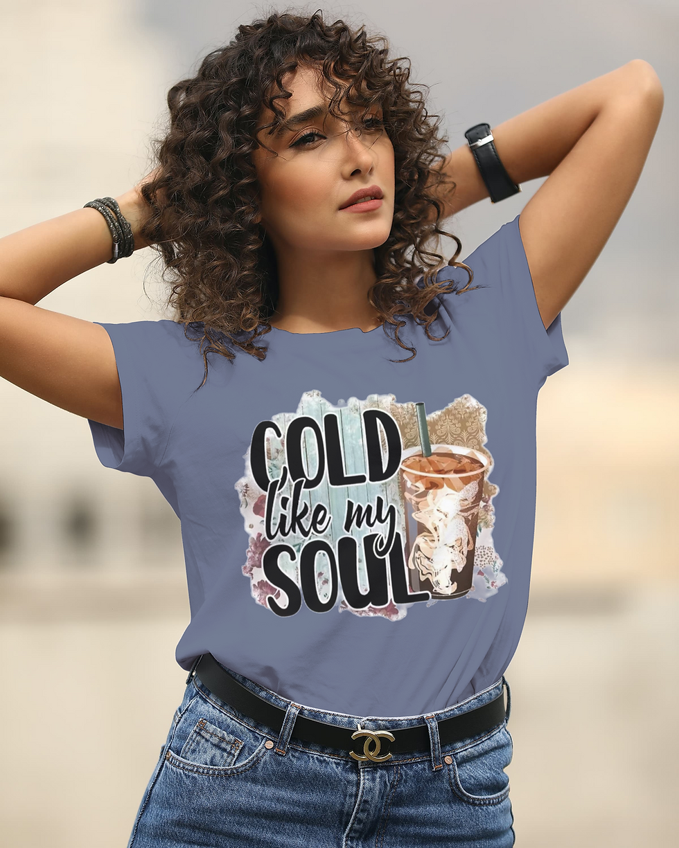 Thumbnail: Cold Like My Soul (DTF)-Unisex 100% Cotton Crew T-Shirt