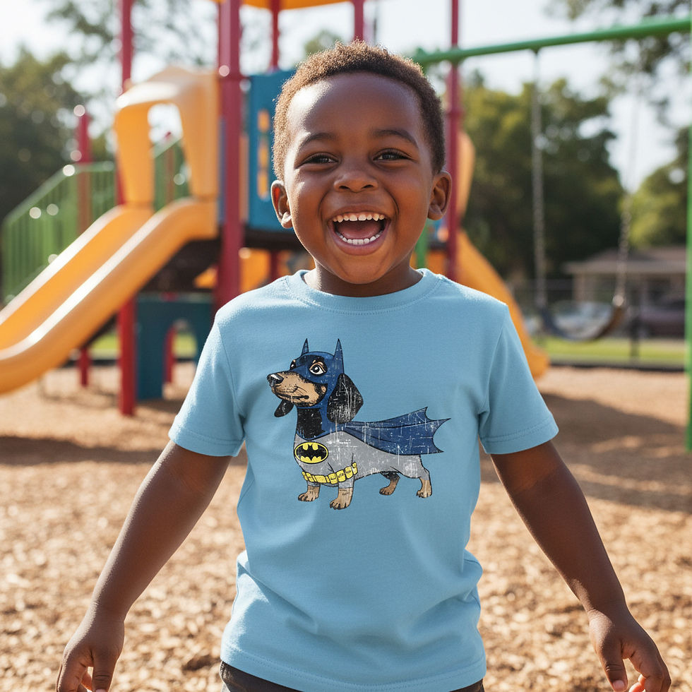 Thumbnail: Kids Superhero Dachshund T‑Shirt – Cute Dog Graphic Tee for Toddlers & Boys/Girl
