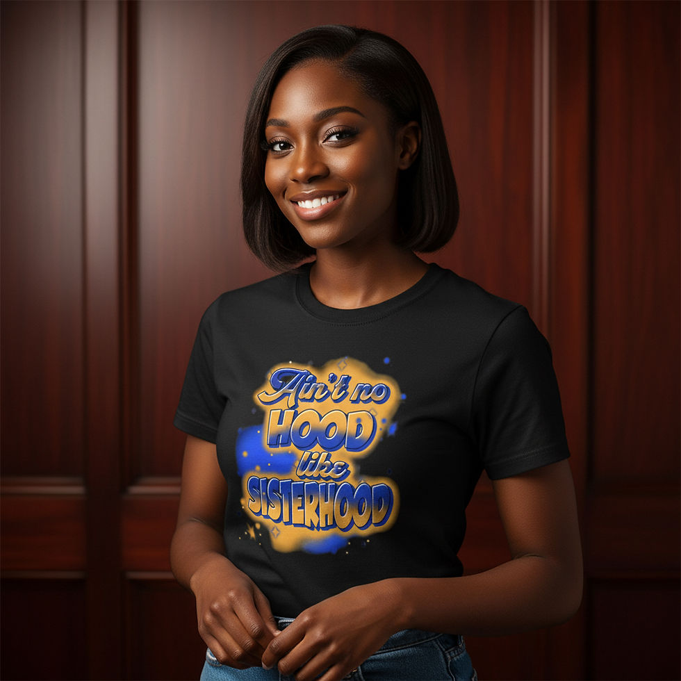 Thumbnail: Ain’t No Hood Like Sisterhood T‑Shirt | Women’s SGRho Sorority Tee