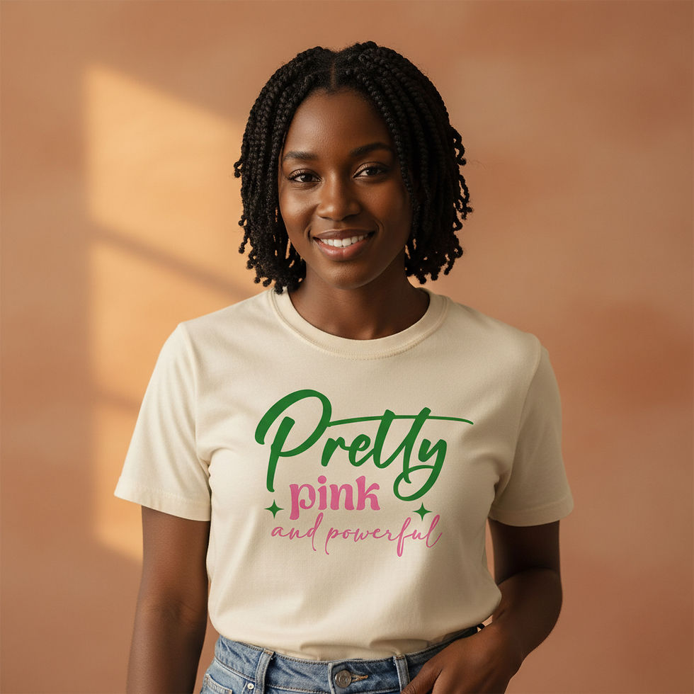 Thumbnail: Pretty Pink and Powerful DTF Shirt – Feminine Empowerment Tee, Pink & Green