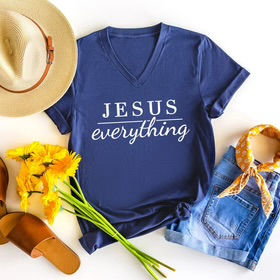 Jesus Everything - Women’s Relaxed Heather Short Sleeve V-Neck T-Shirt