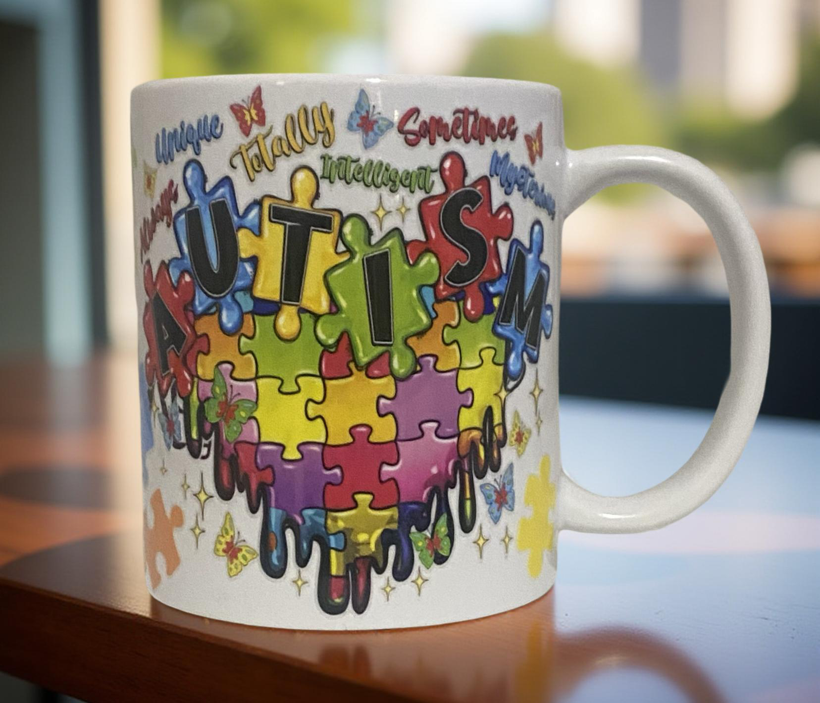 Autism Accept Understand Love UV DTF 11oz White Ceramic Mug | Awareness