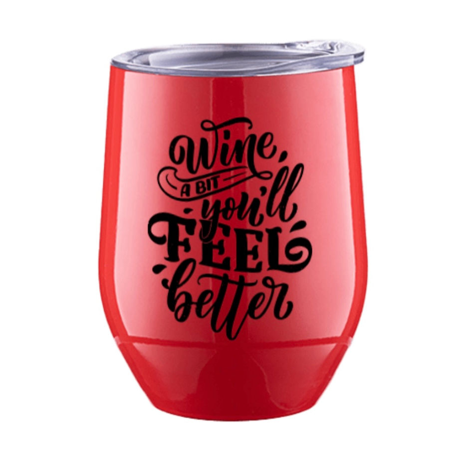 Thumbnail: Personalized 12 oz. RED STAINLESS STEEL Wine Tumbler