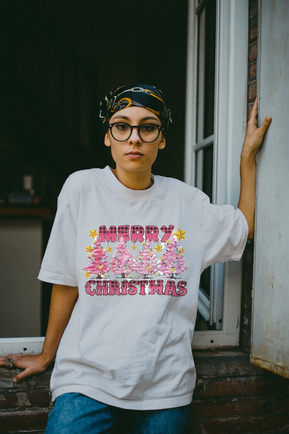 Thumbnail: Merry Christmas (DTF)-Unisex Crew T-Shirt 100% Cotton Short Sleeve
