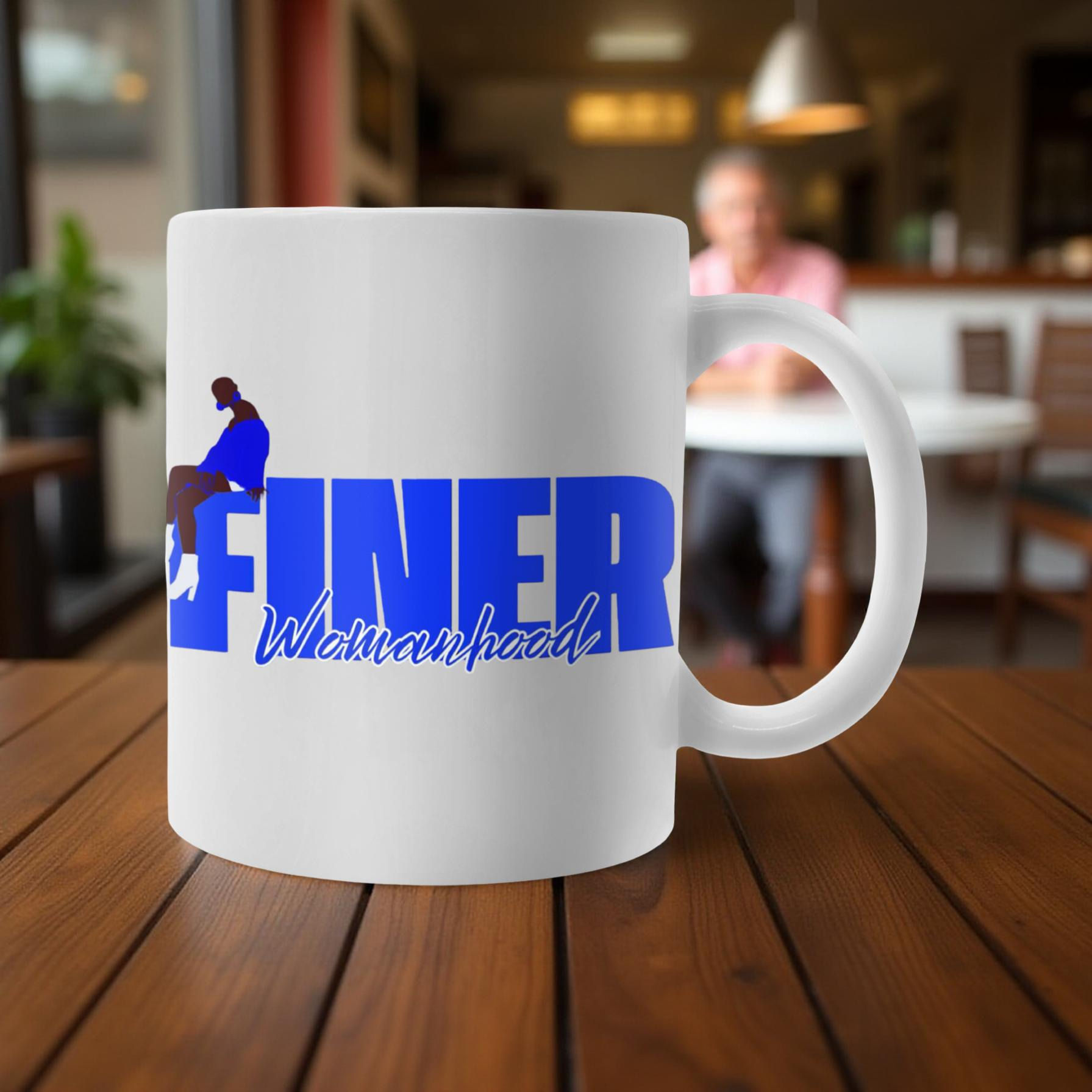 Finer Womanhood Mug 12 oz – Zeta Phi Beta Sorority Gift, Blue Silhouette Ceramic