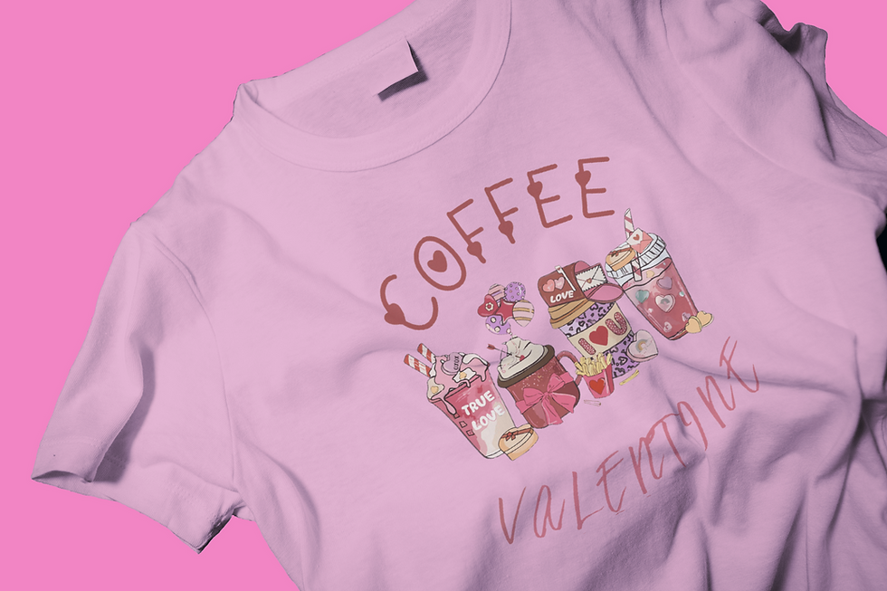 Thumbnail: Coffee Valentine (DTF)-Unisex Crew T-Shirt 100% Cotton Short Sleeve
