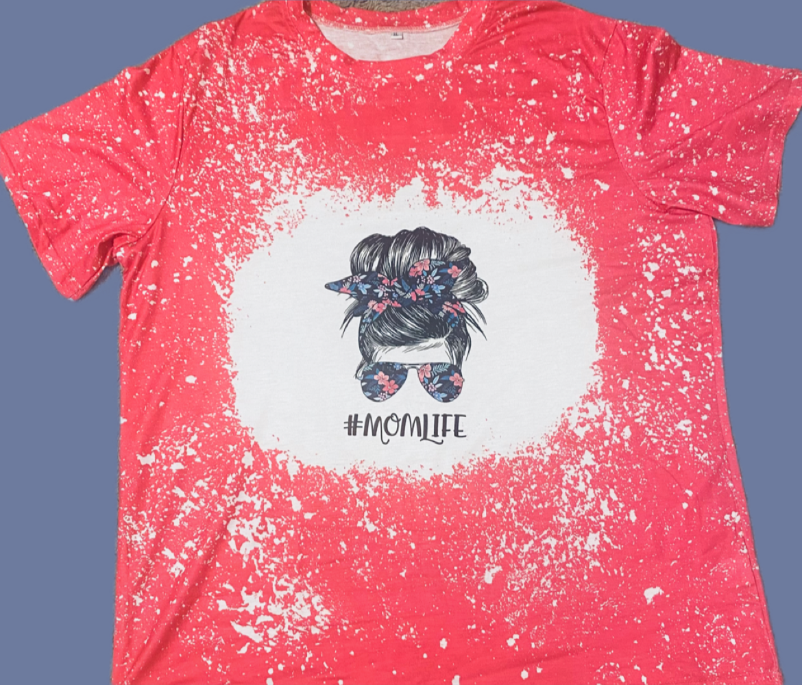 #MOMLIFE (DTF)-Women's Vintage Tie-Dye T-Shirt – Stretchy, Semi-Sheer, XL