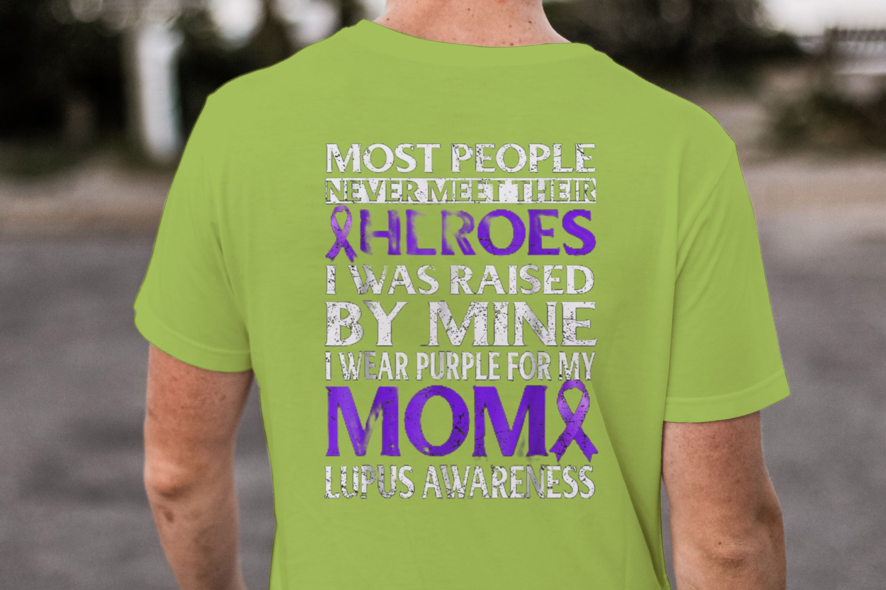 Mom Hero Lupus Awareness (DTF)-Unisex Crew T-Shirt Relaxed 100% Cotton Shirt