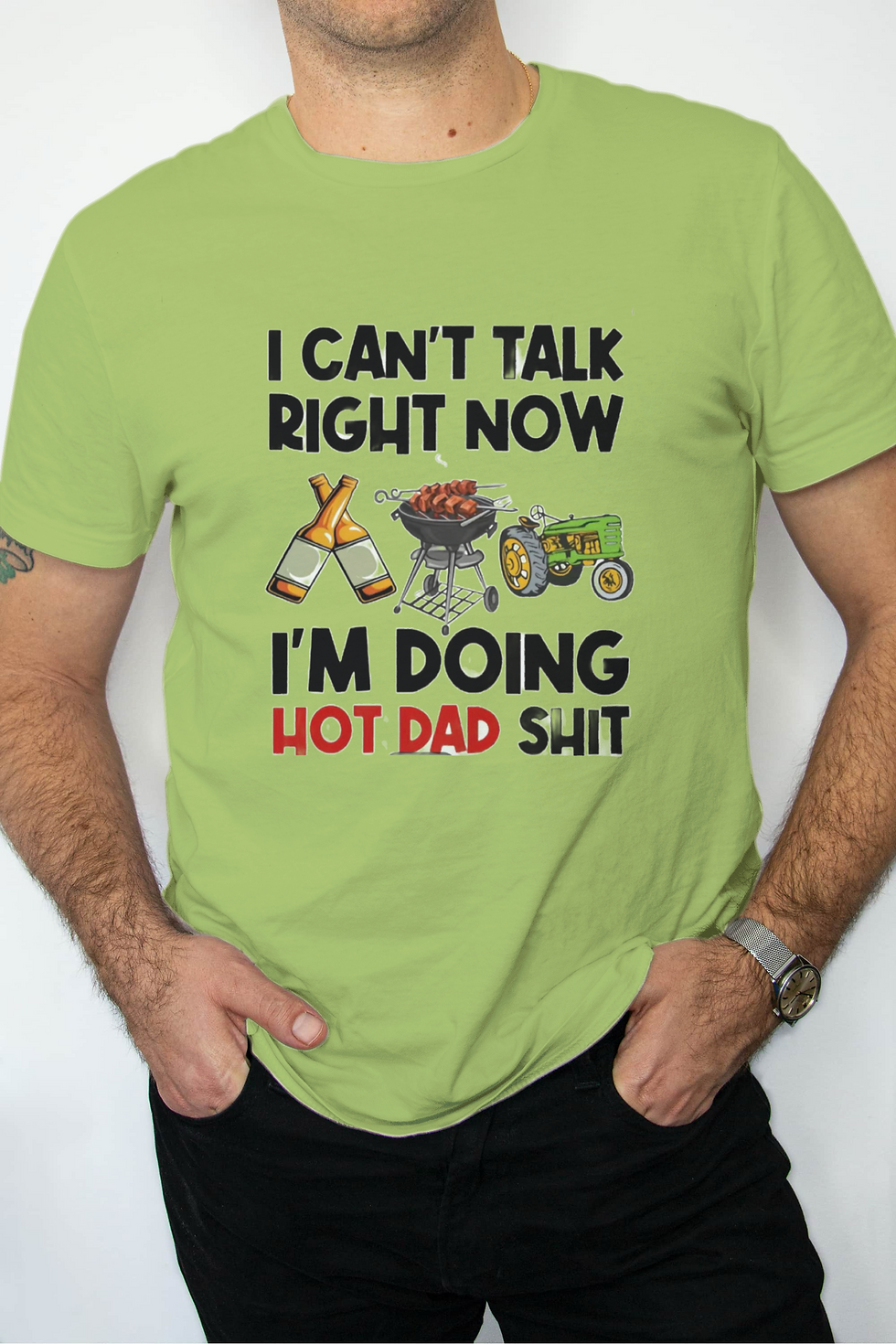 Thumbnail: I Can't Talk Right Now I'm Doing Hot (DTF)-Unisex Crew T-Shirt 100% Cotton Short
