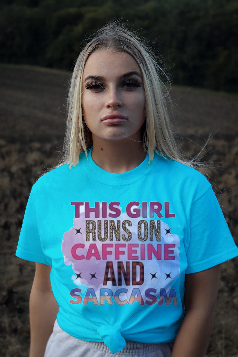 Thumbnail: This Girl Runs On Caffeine (DTF)-Unisex Crew T-Shirt 100% Cotton Short Sleeve