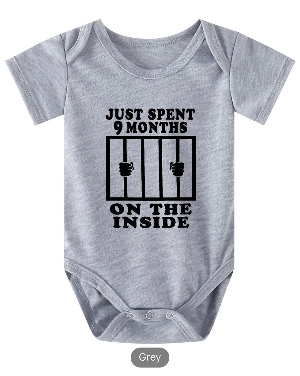 Just Spent 9 Months On The Inside-Baby Bodysuit 100% Cotton Short Sleeve Onesie