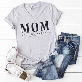 Mom Call Me Blessed - Women’s Relaxed Heather Short Sleeve V-Neck T-Shirt