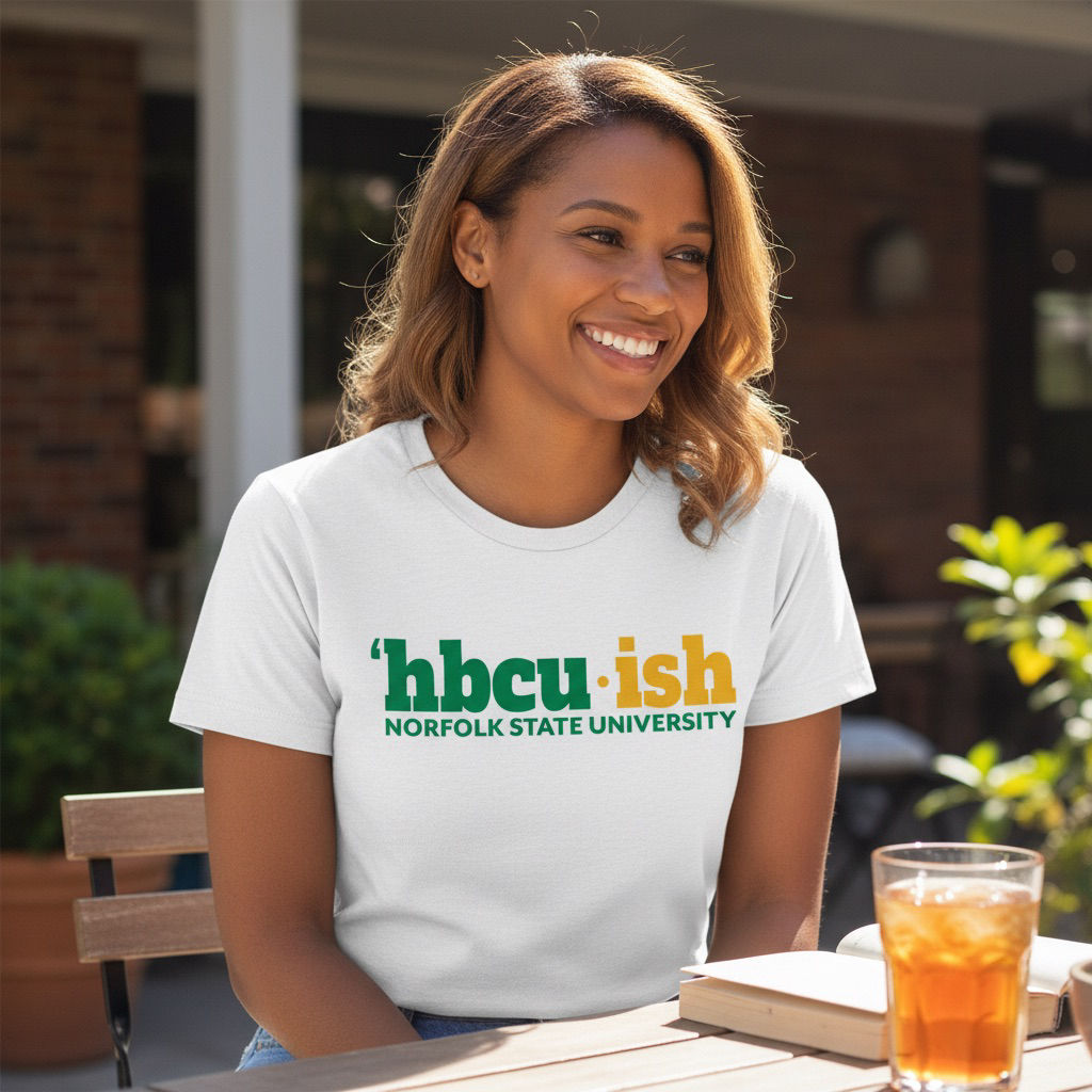 hbcu.ish Norfolk State University T‑Shirt – Modern HBCU Tee in Green & Gold