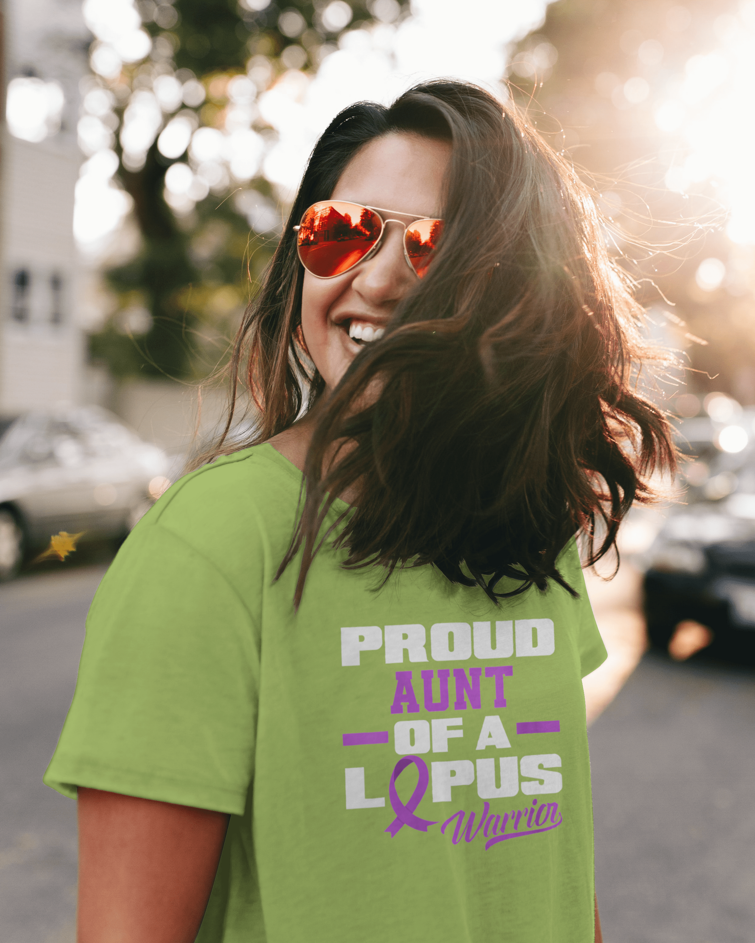 Proud Aunt Of A LUPUS Warrior-Unisex Crew T-Shirt Relaxed 100% Cotton Short Slee