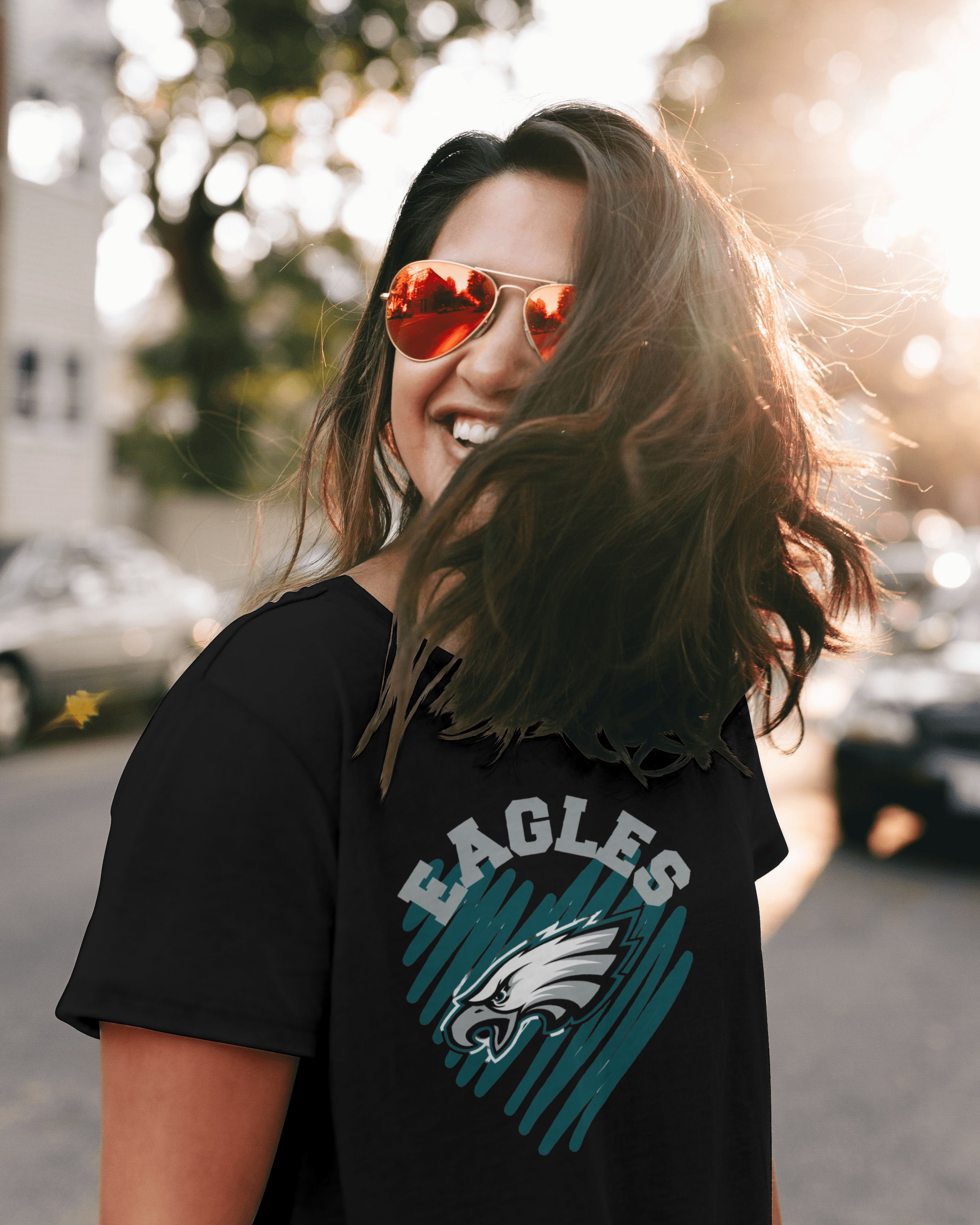 Eagles Heart Logo (DTF)-Adult Unisex Crew T-Shirt 100% Cotton Short Sleeve