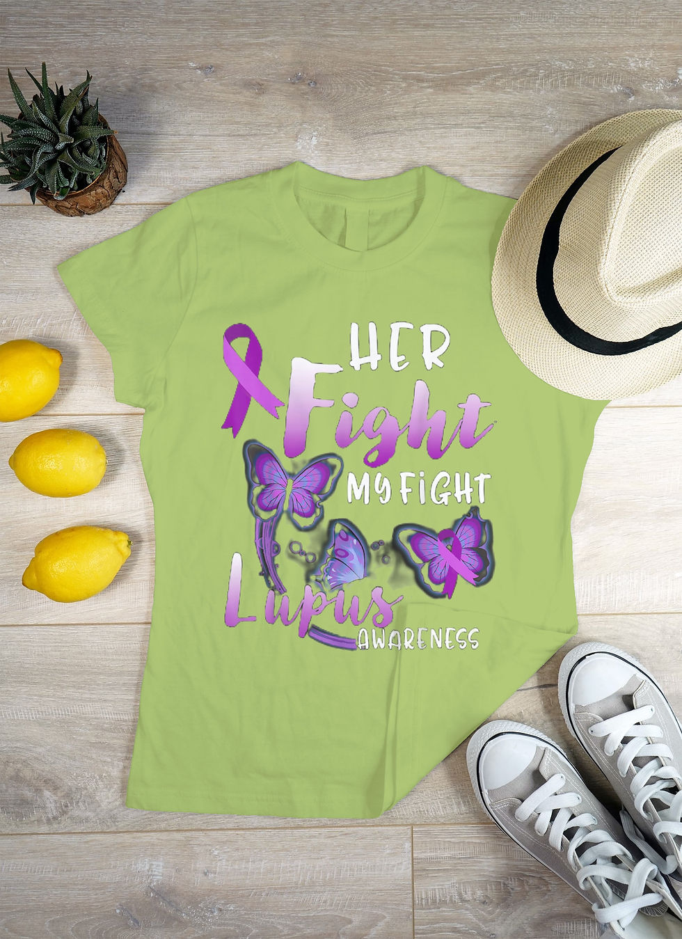 Thumbnail: Her Fight My Fight Lupus (DTF) Women’s Crew T-Shirt Relaxed 100% Cotton Short