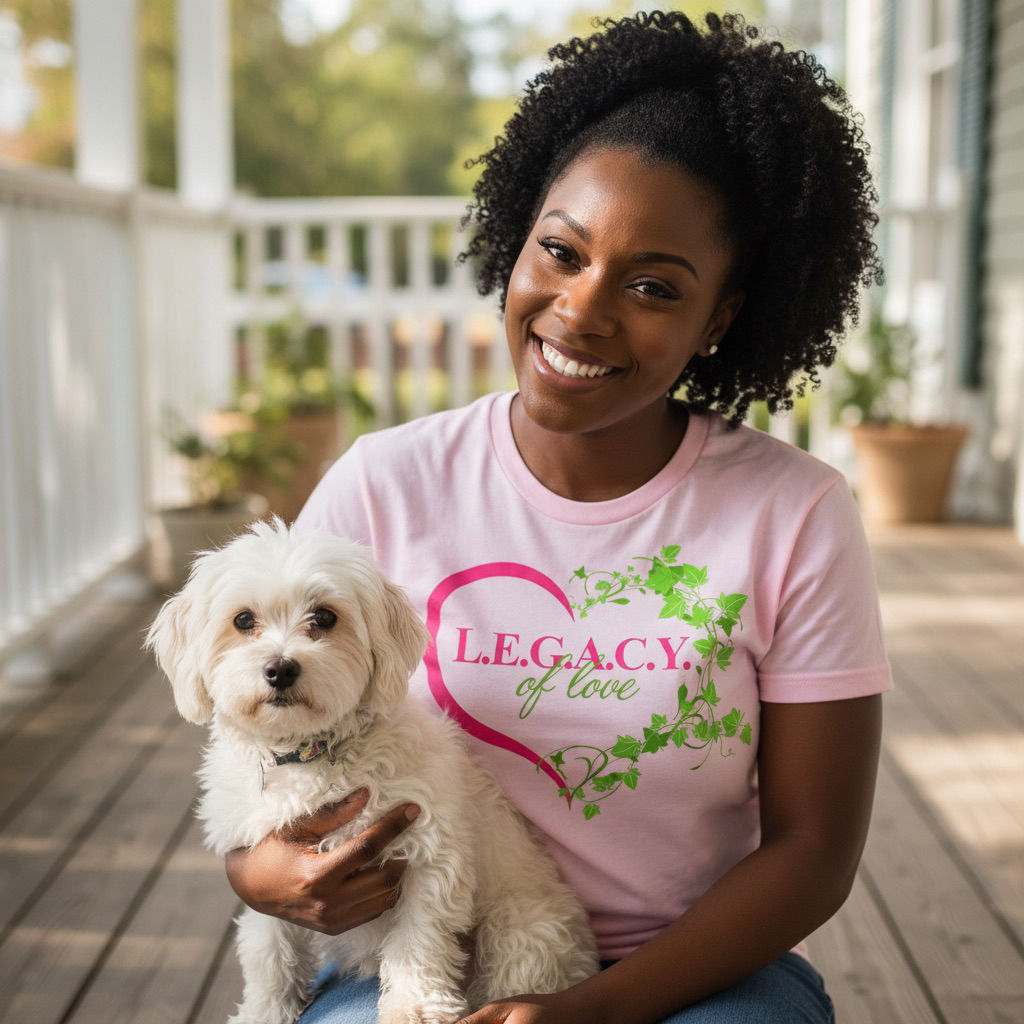 Legacy of Love T‑Shirt – Pink & Green Ivy Heart Sorority Style Graphic Tee