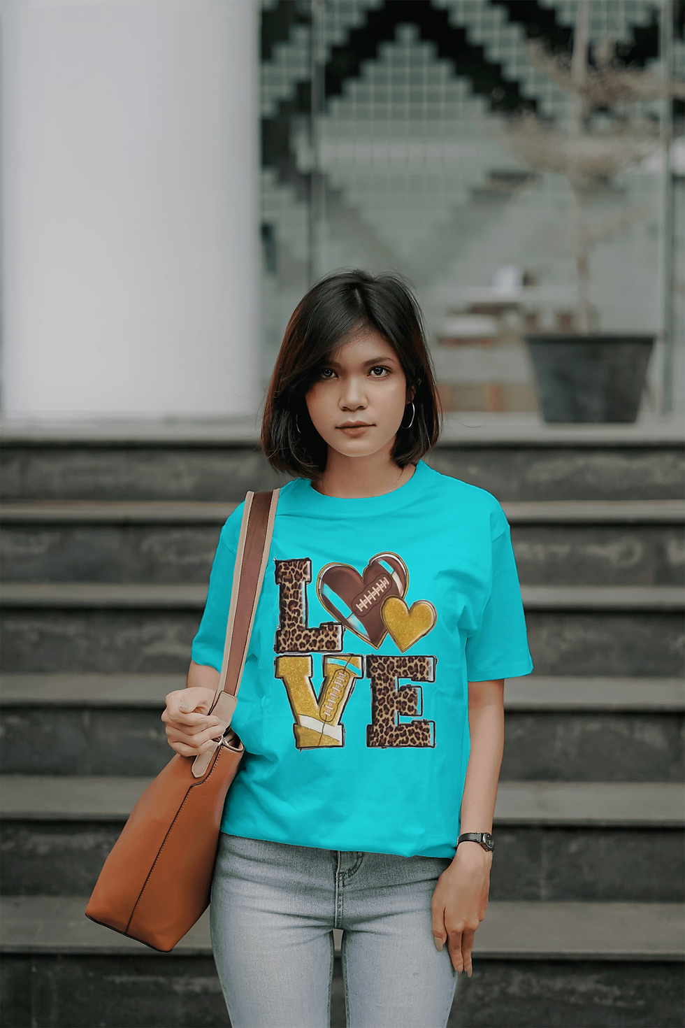 Thumbnail: Love Football (DTF)-Unisex Crew T-Shirt 100% Cotton