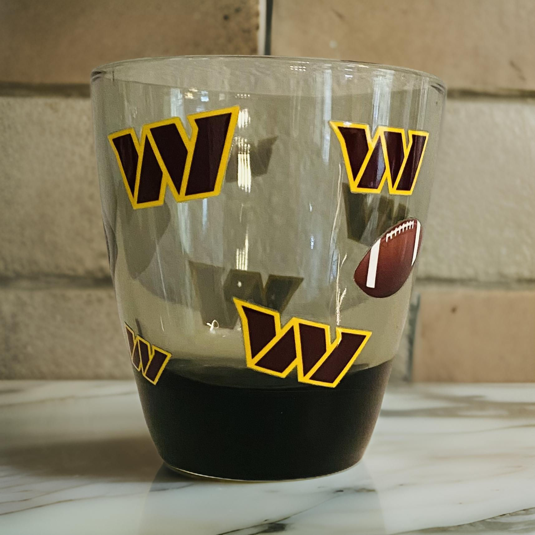 NFL Washington Commanders (UV DTF)-Thick-Bottom Smoked Old-Fashioned Glass, 13oz