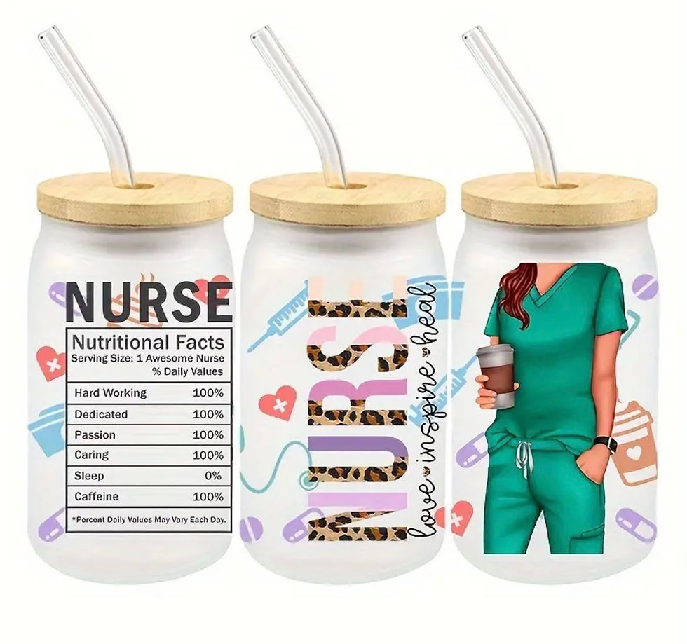 Thumbnail: Nurse Love Inspire Heal (UV DTF)-Glass Cup With Bamboo Lid, 16 oz.