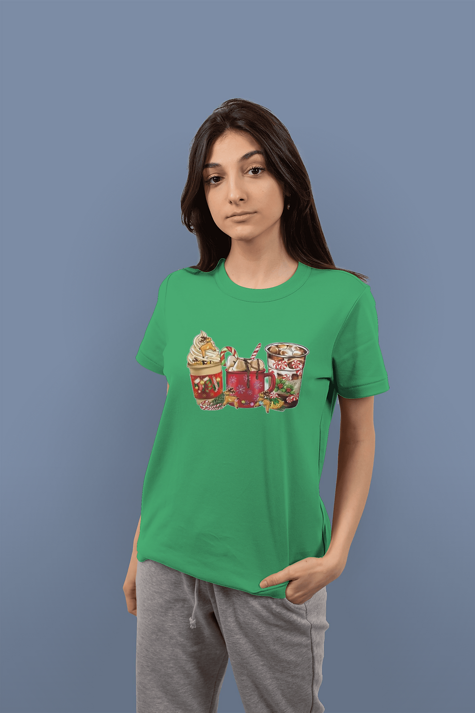 Thumbnail: Christmas Beverages (DTF)-Unisex Crew T-Shirt Short Sleeve