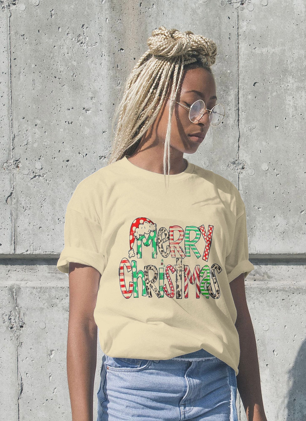 Thumbnail: Merry Christmas (DTF)-Unisex Crew T-Shirt 100% Cotton Short Sleeve