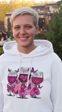 Thumbnail: Wine Glasses Breast Cancer (DTF)-Adult Unisex Heavy Blended Hooded Sweatshirt