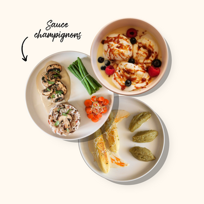 Exemple de plats préparés avec les sauces enrichies