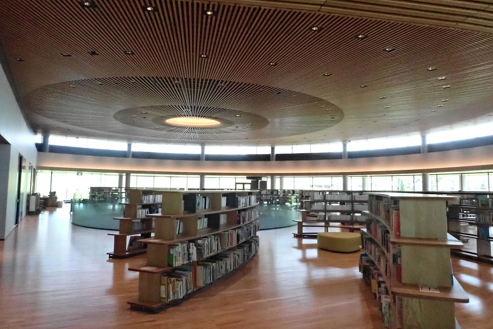 新たに整備された図書館(貸出はしていません、公園内の好きな場所で閲覧ができます)