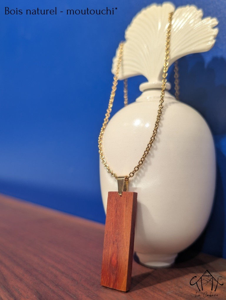Miniature : Collier - Rectangle bois naturel
