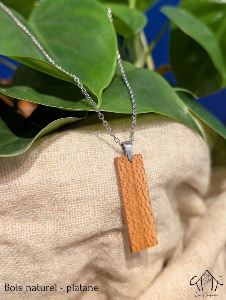Miniature : Collier - Rectangle bois naturel