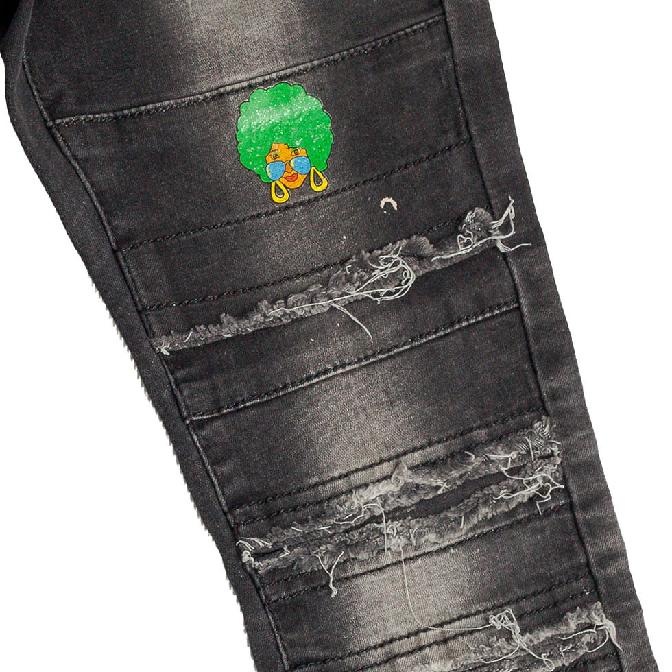 Miniatura: Jeans rasgados estampados • Blu Coralli • 8 años