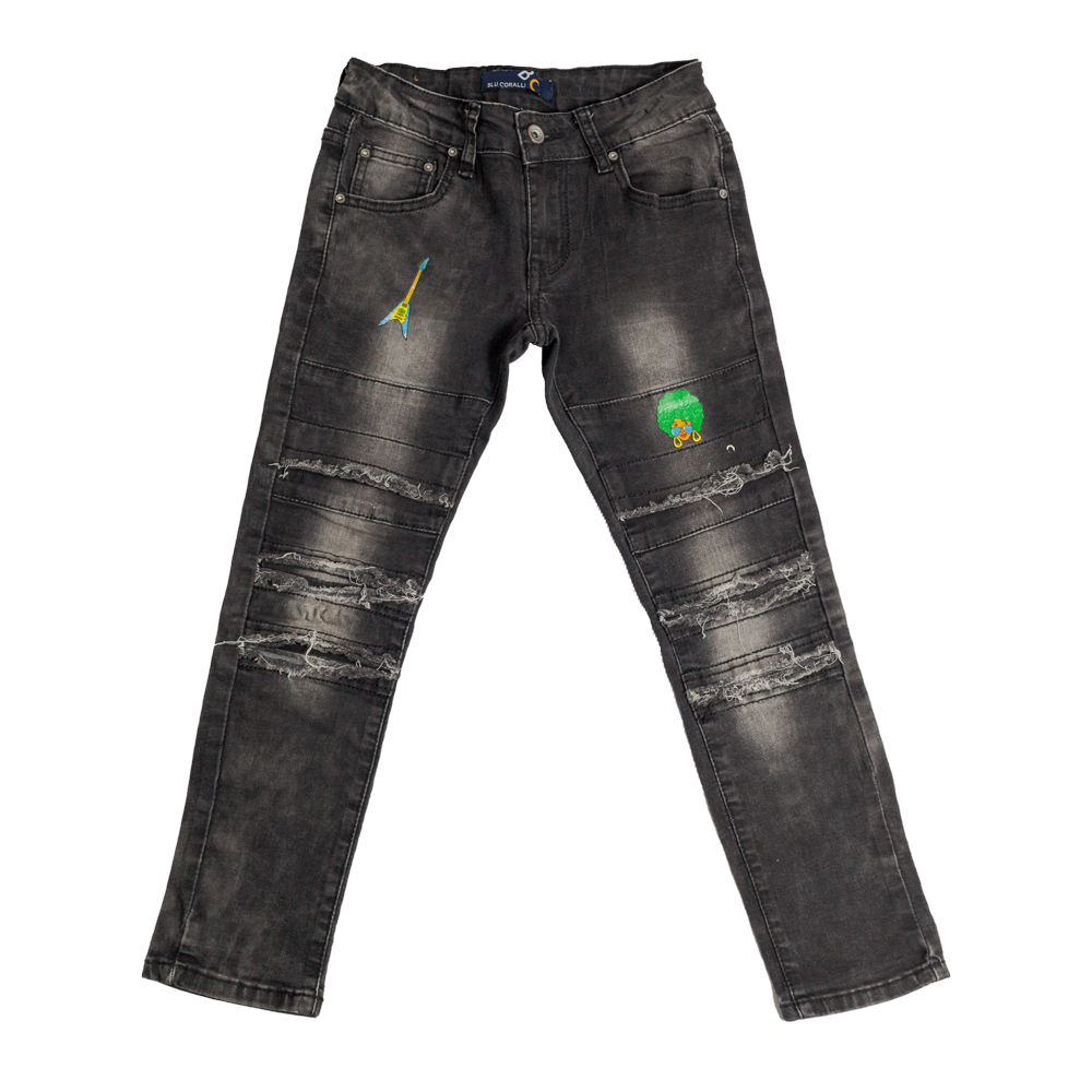 Jeans rasgados estampados • Blu Coralli • 8 años