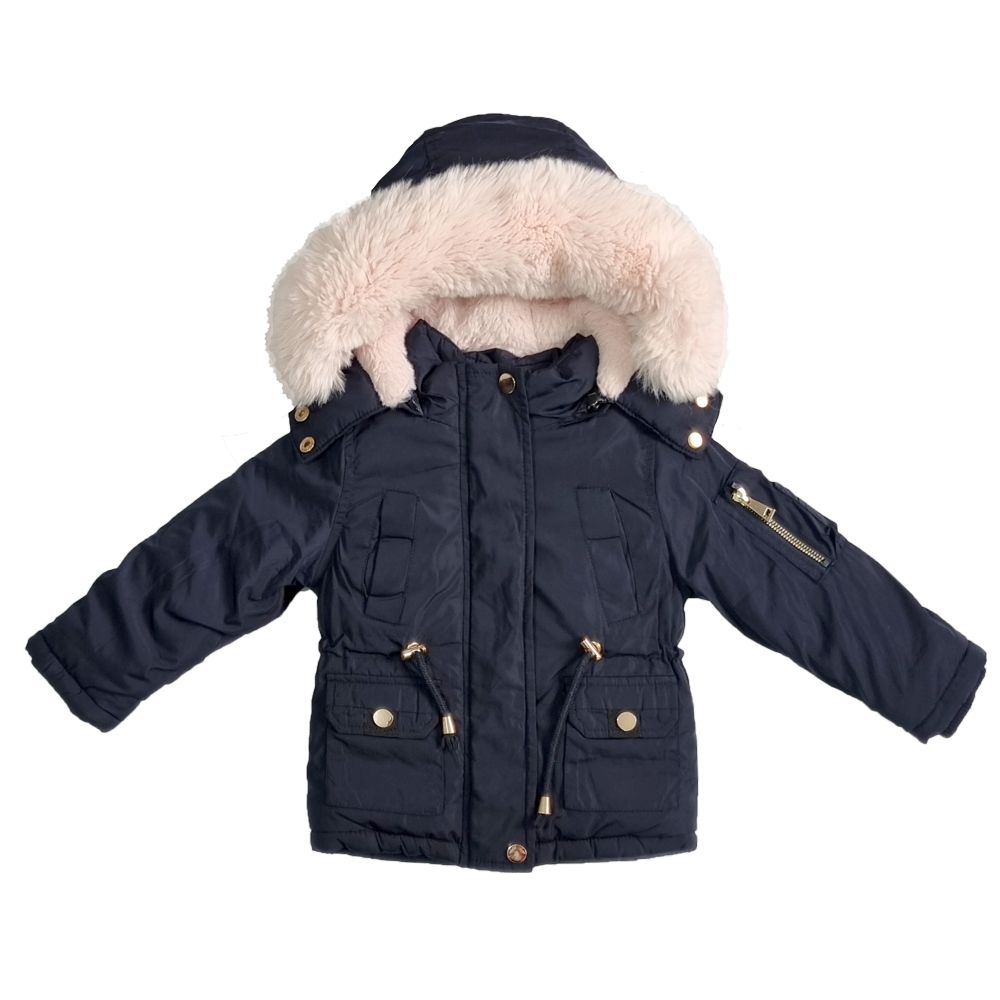 Parka azul marino con pelo • 1 2 meses