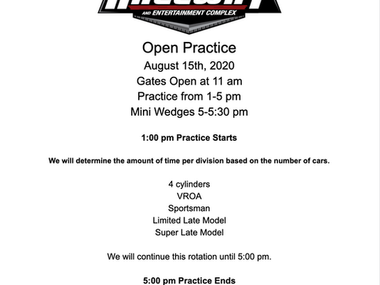 Open practice Aug. 15th