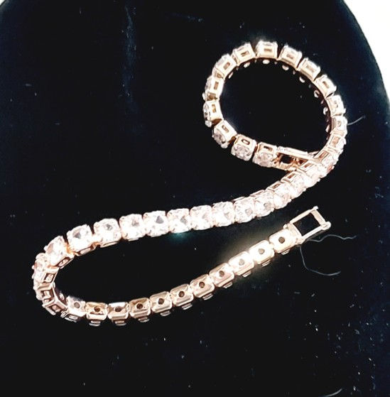 1407 Simulated Diamond 14k Rose Gold Plated Bracelet