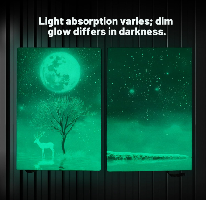 Thumbnail: 1319 Glow in the Dark "Deer and Full Moon" Hardcover Journal Notebook