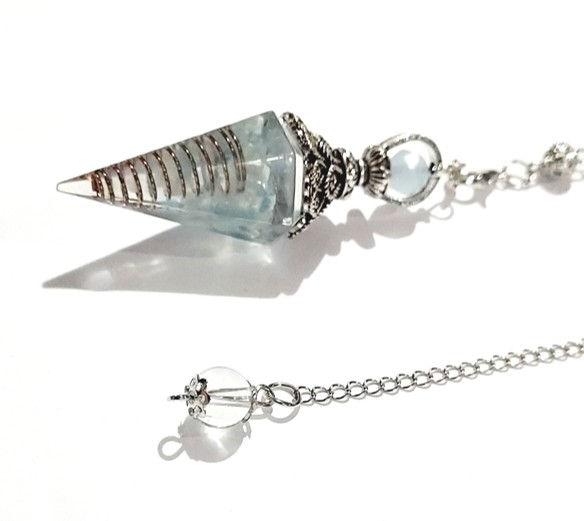 1328 Beautiful Aquamarine Gemstone and Resin Pendulum