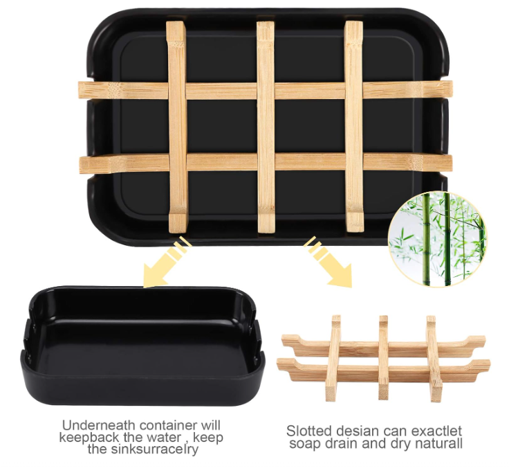 Thumbnail: 1202 Bamboo Wooden Soap Dish with Drainage for Bathroom Bar Soap
