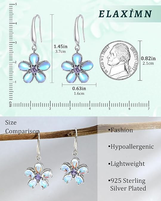 Thumbnail: 1427 Moonstone 925 Sterling Silver Flower Earrings