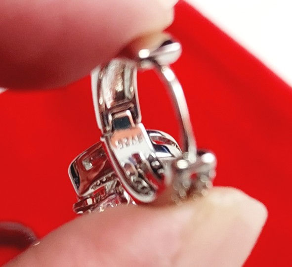 Thumbnail: 1139 Silver .952 Sparkling Moon Star Cubic Zirconia Hoop Earrings