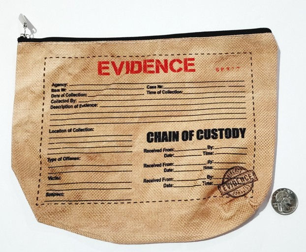 Thumbnail: 1380 True Crime Evidence Canvas Makeup Waterproof Lined Zipped Bag!  8"x