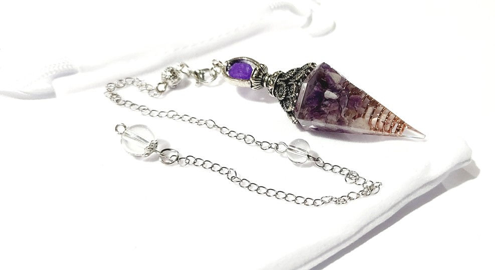 1340 Beautiful Amethyst Crystal and Resin Pendulum