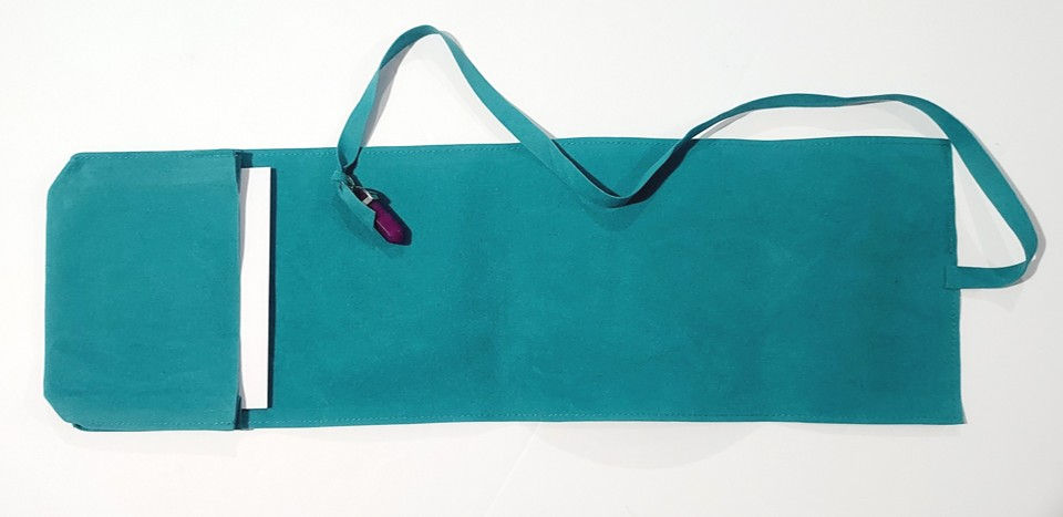 Thumbnail: 1293 Soft Teal Tarot Reading Flip Bag with Amethyst Crystal Charm