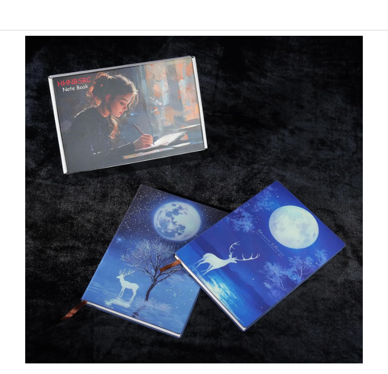 Thumbnail: 1319 Glow in the Dark "Deer and Full Moon" Hardcover Journal Notebook