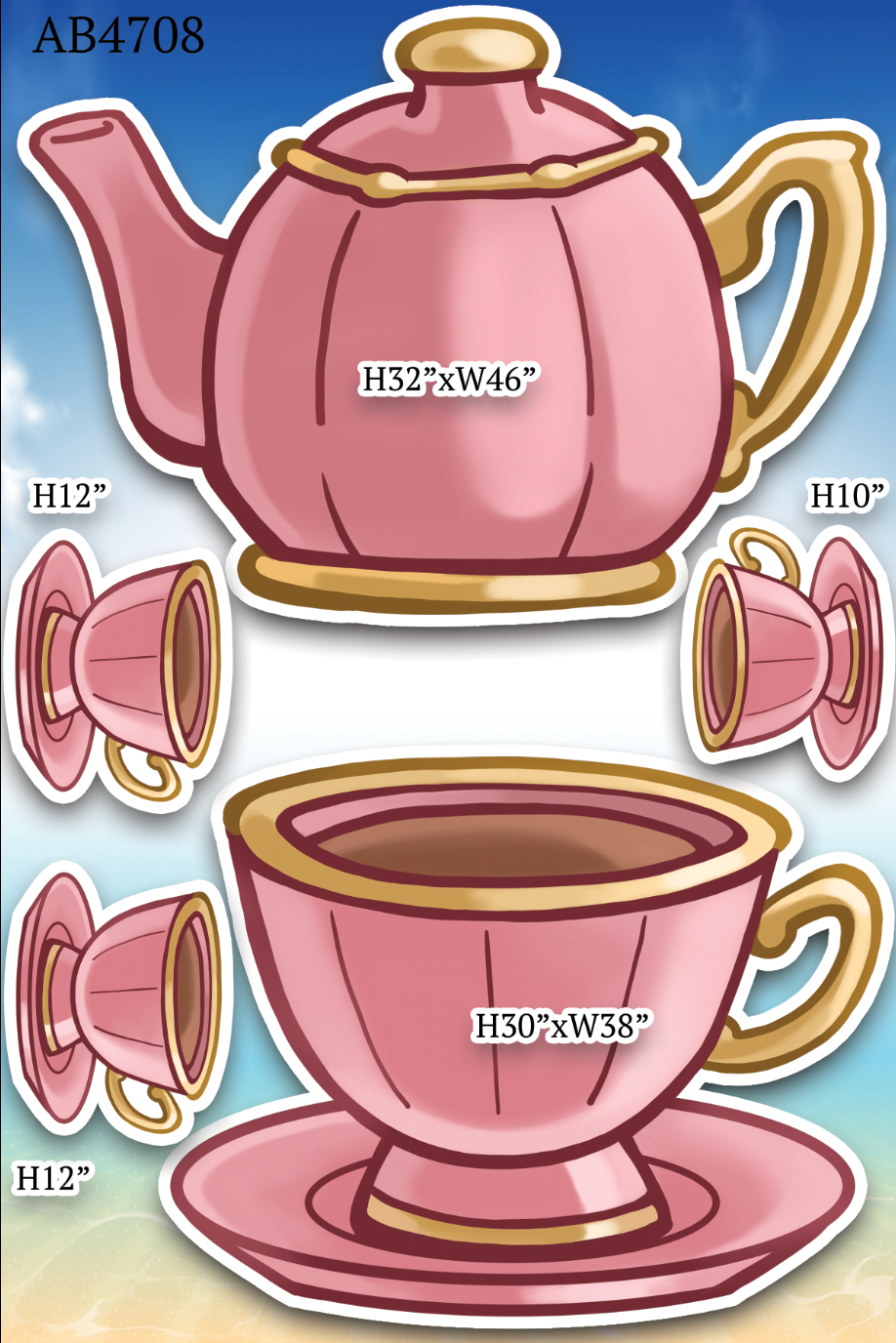 AB4708QS3 vintage pink Teapots tea party